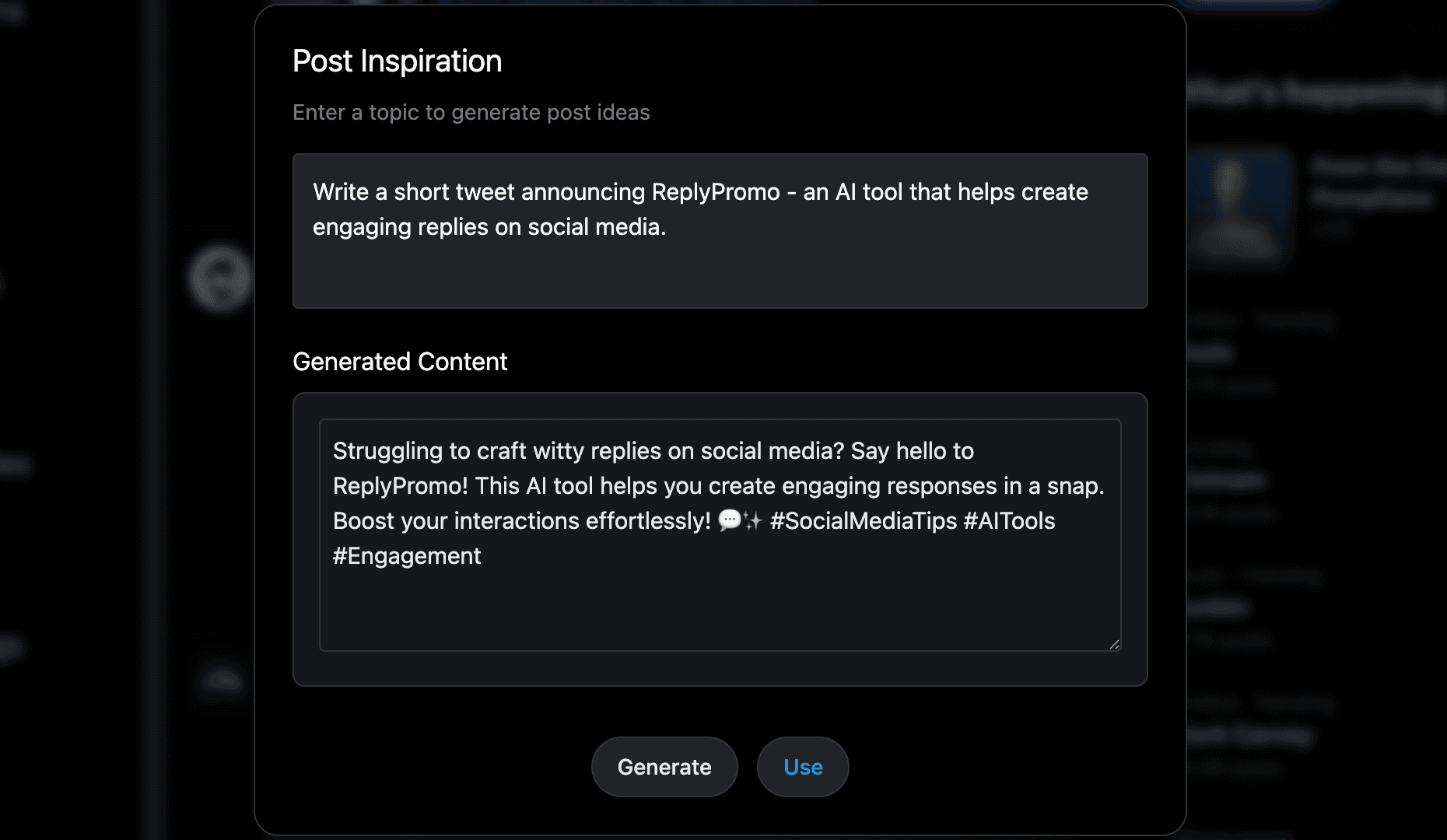 Post inspiration interface